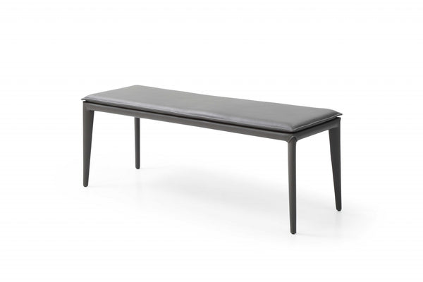 47 X 16 X 18 Dark Grey Faux Leather Bench