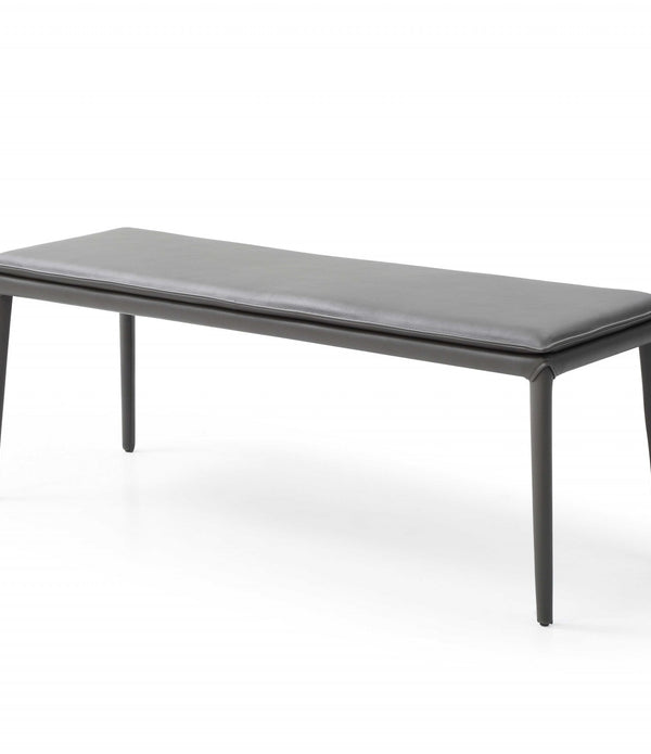 47 X 16 X 18 Dark Grey Faux Leather Bench