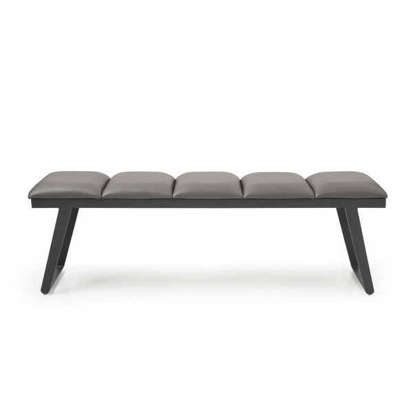 Dark Grey Faux Leather Bench