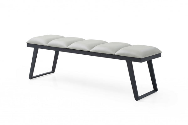 57 X 16 X 18 Light Grey Faux Leather Bench