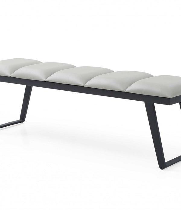 57 X 16 X 18 Light Grey Faux Leather Bench