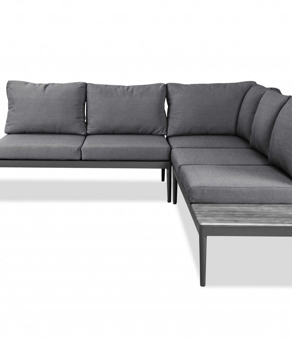 Gray on Gray Cushioned Sectional and Coffee Table Set