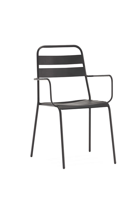 Set of 4 Gray Stackable Aluminum Arm Chairs