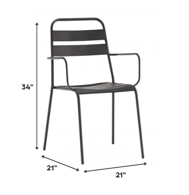 Set of 4 Gray Stackable Aluminum Arm Chairs