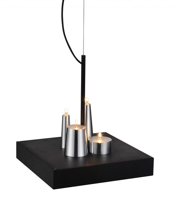 14 X 14 X 59 Black Stainless Steel Pendant Lamp