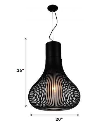 20 X 20 X 26 Black Carbon Steel Pendant Lamp