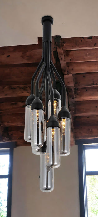 10.5 X 10.5 X 48 Black Carbon Steel Pendant Lamp