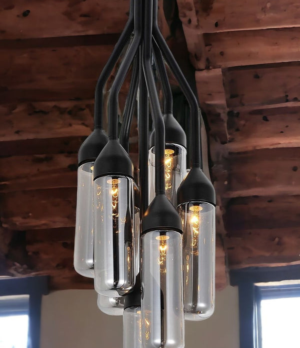 10.5 X 10.5 X 48 Black Carbon Steel Pendant Lamp