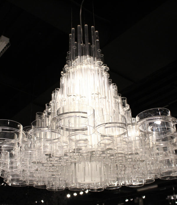 39 X 39 X 70 White Acrylic Pendant Lamp