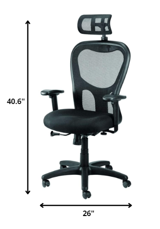 Black Mesh Fabric Rolling Office Desk  Chair