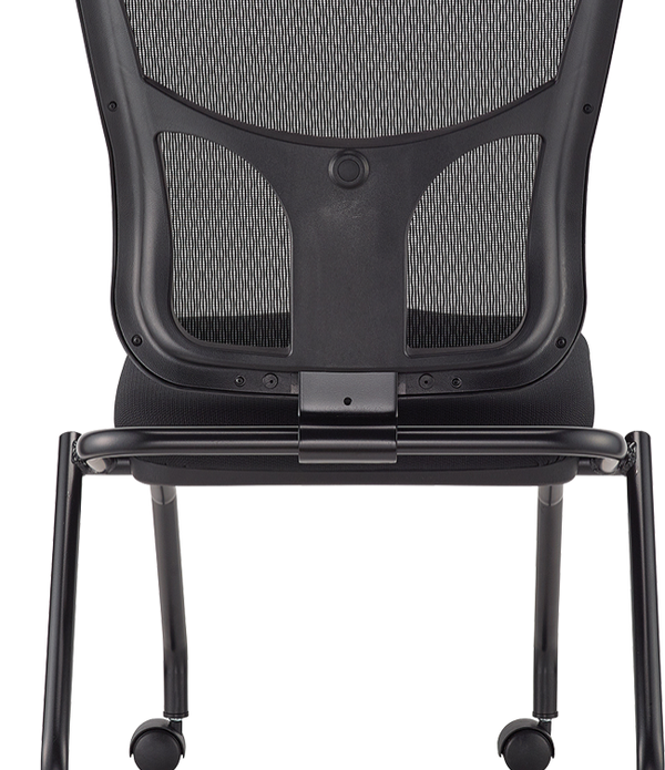 Set of 2 Ergonomic Black Mesh Rolling Guest Chairs