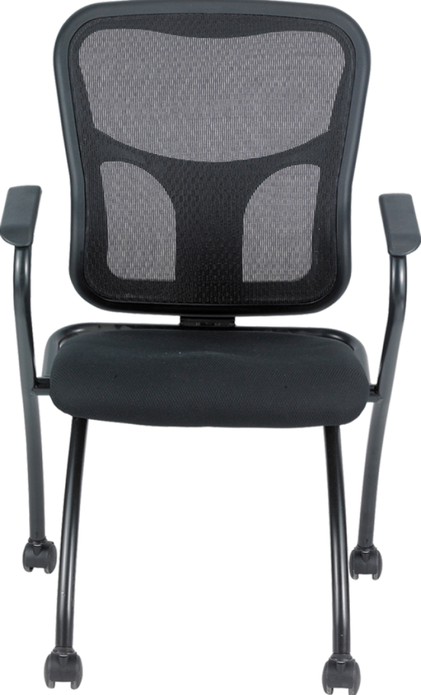 Set of 2 Ergonomic Black Mesh Rolling Arm Chairs