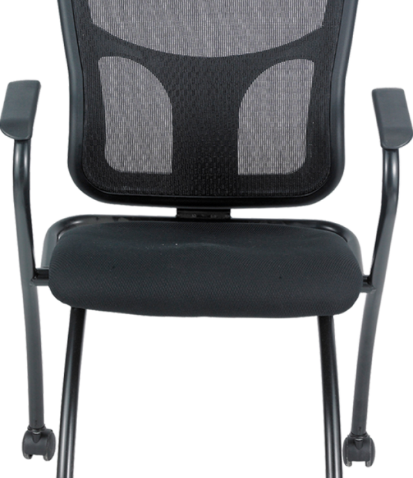 Set of 2 Ergonomic Black Mesh Rolling Arm Chairs