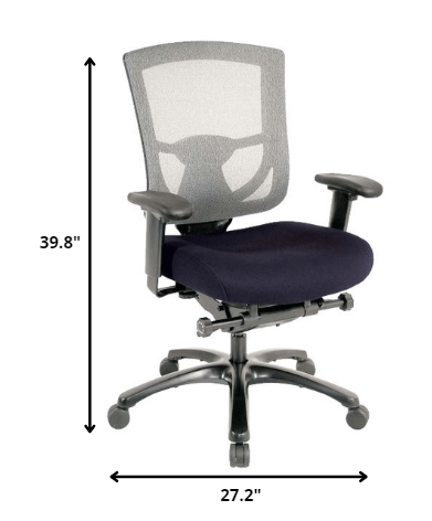 27.2" x 25.6" x 39.8"Denim Mesh/Fabric Chair