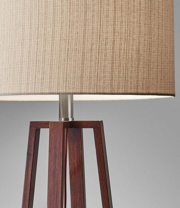 Walnut Wood Finish Linen Fabric Shade Table Lamp