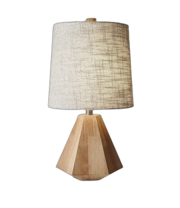 Natural Wood Finish Geometric Base Table Lamp