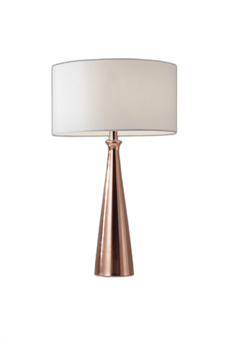 Brushed Copper Metal Finish Tapered Base Table Lamp