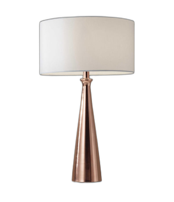 Brushed Copper Metal Finish Tapered Base Table Lamp