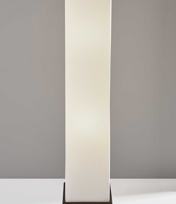 Brown Reed Floor Lamp with Elongated Rectangular Linen Shade