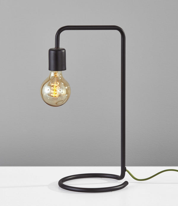 Industrial Matte Black Finish Metal Desk Lamp with Vintage Edison Bulb