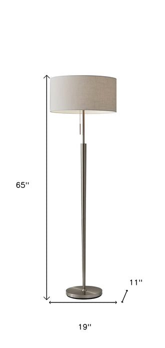 Floor Lamp Contemporary Brushed Steel Metal Tapered Pole