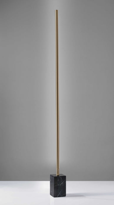 Minimalist Ambient Glow LED Floor Lamp with Dimmer in Antique Brass and Black Marble