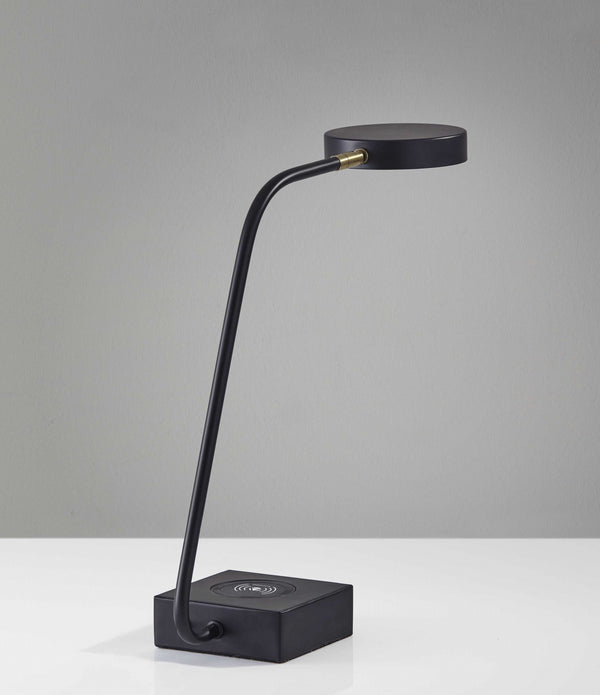 Tech Enhanced Black Metal Disk LED Adjustable Desk Lamp