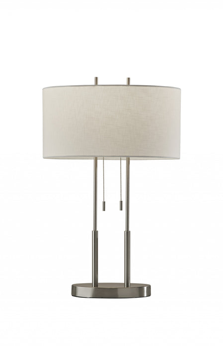 Brushed Steel Dual Pole Metal Table Lamp