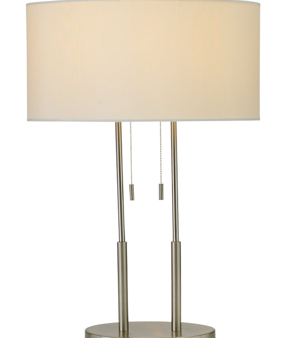 Brushed Steel Dual Pole Metal Table Lamp