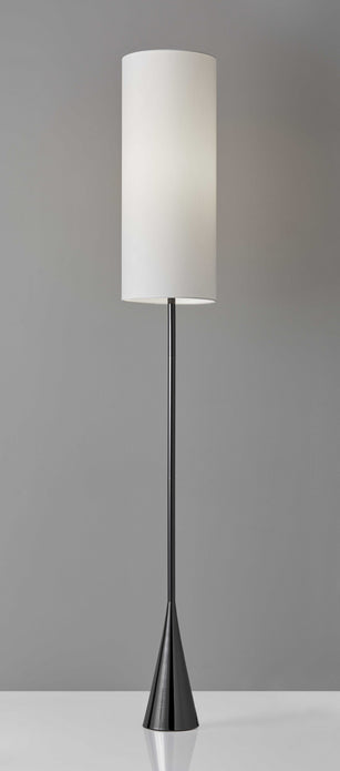 Dramatic Floor Lamp Bell Shaped Base in Black Nickel Finish Metal