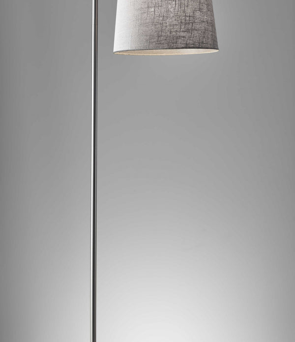 Arc Steel Metal Floor Lamp  with Soft Contemporary Textured Grey Linen Shade