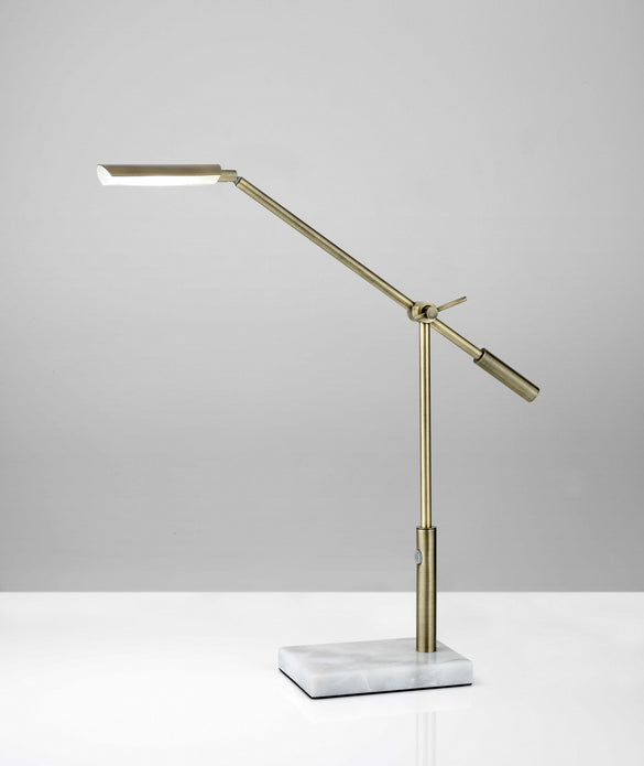 Sleek Brass Metal Adjustable and Dimmable LED Desk Lamp