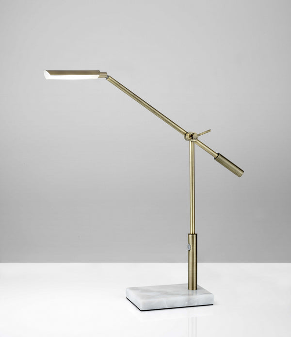 Sleek Brass Metal Adjustable and Dimmable LED Desk Lamp