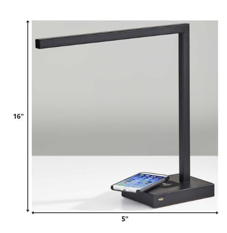 Slender Bar Black Metal LED Charging Desk Light