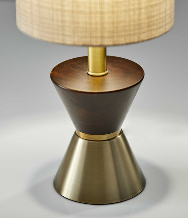 Brass Wood Metal Diabolo Table Lamp