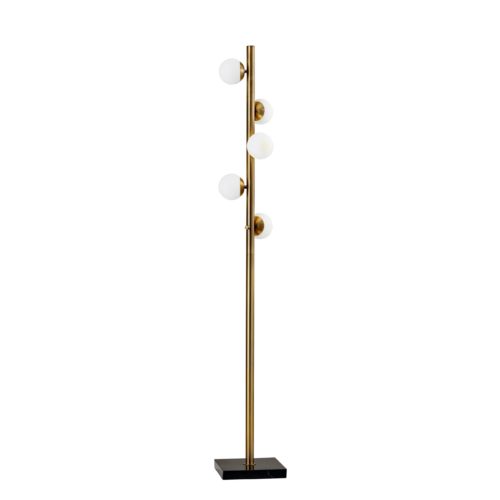 Swirled Sphere Brass Metal LED Floor Lamp