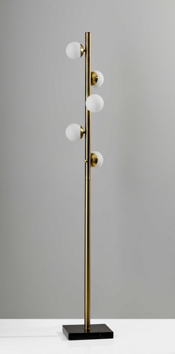 Swirled Sphere Brass Metal LED Floor Lamp