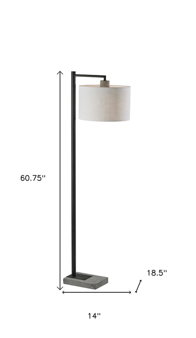 Black Metal Floor Lamp with Cement Accent Base