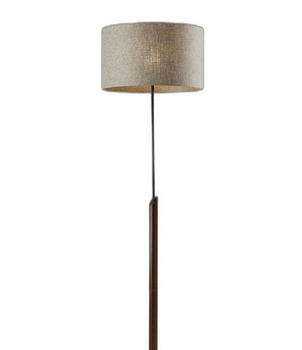 Sculptural Wood Floor Lamp with Black Metal Accents