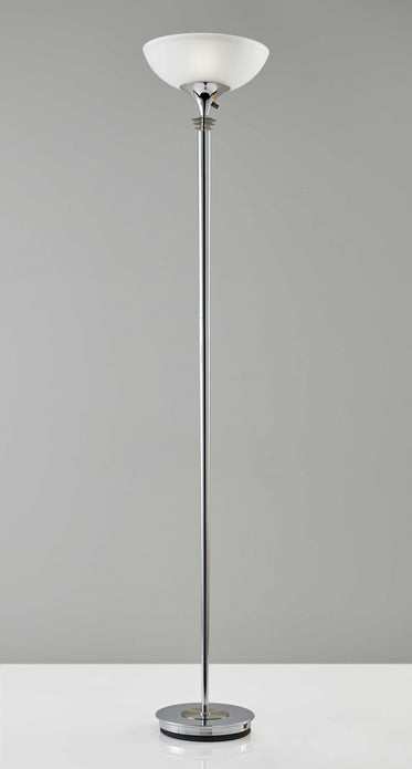 Modern Chrome Thick Pole Torchiere Floor Lamp