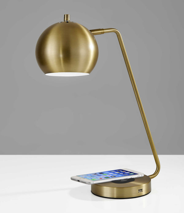 Retro Antiqued Brass Wireless Charging Station Desk Lamp