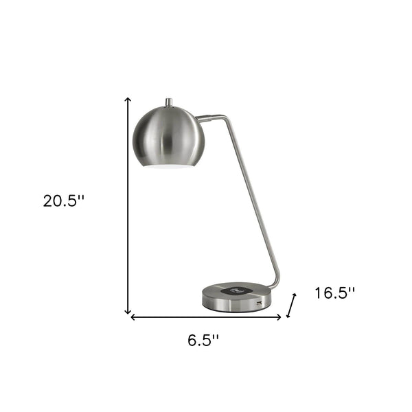 Retro Brushed Steel Wireless Charging Station Desk Lamp