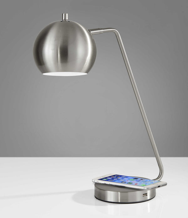 Retro Brushed Steel Wireless Charging Station Desk Lamp