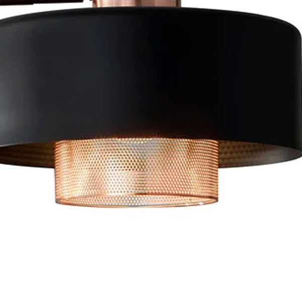 Copper Metal Floor Lamp with Contrasting Black Canopy Shade