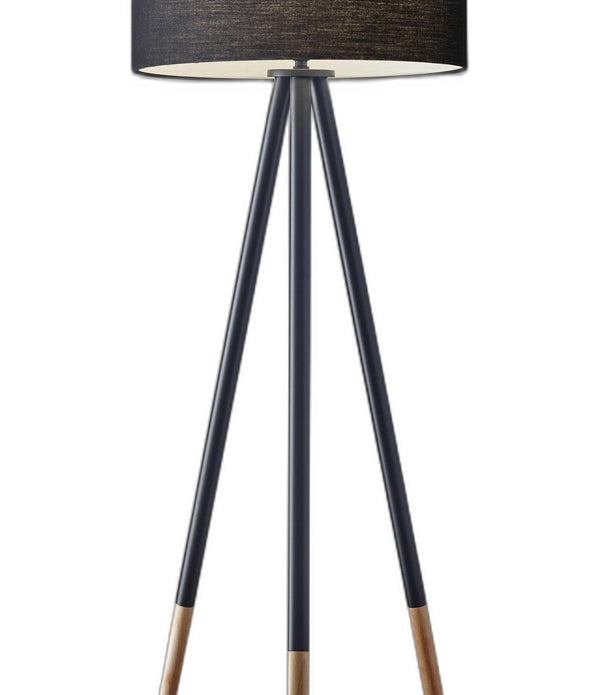 Tripod Floor Lamp Urban Mixed Metal and Wood