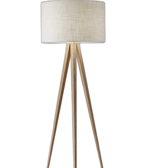 Treble Floor Lamp Three Natural Wood Finish Legs