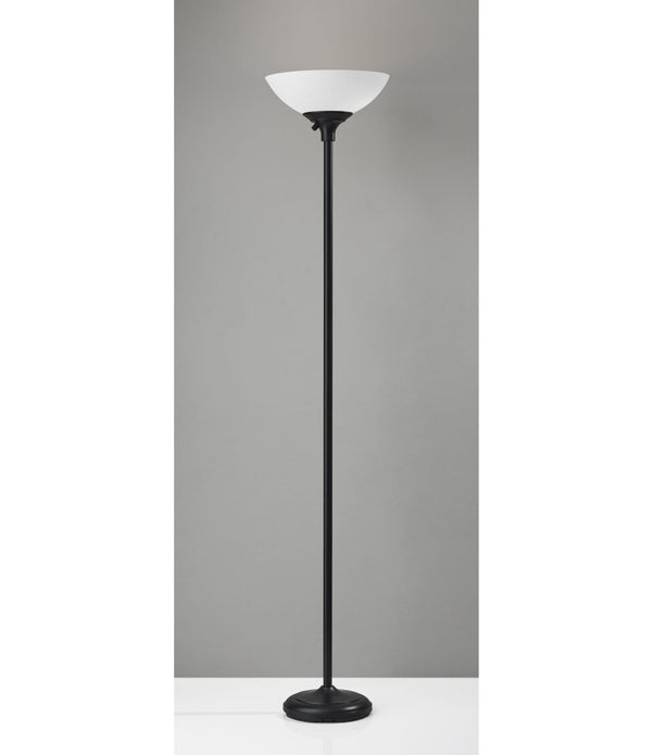 Tailored Black Metal Torchiere with Bright Illumination