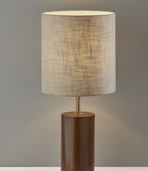 Walnut Wood Circular Block Table Lamp