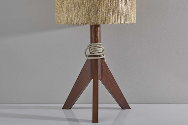 Natural Chunky Tripod Walnut Wood Table Lamp