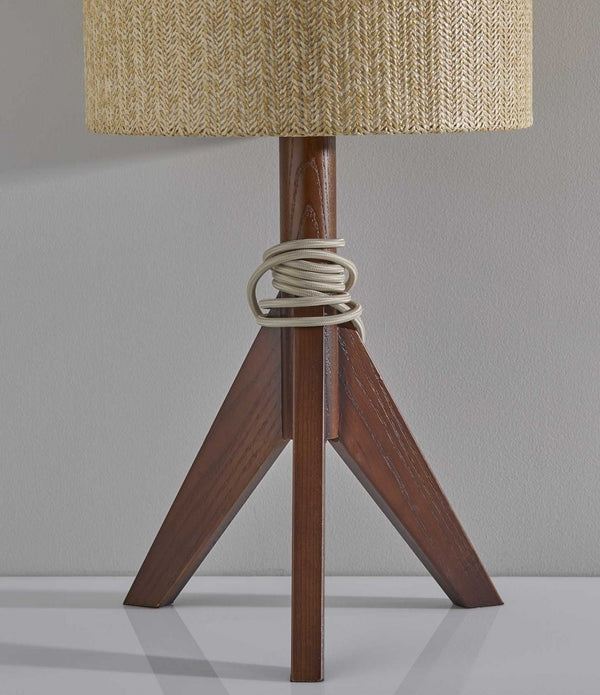 Natural Chunky Tripod Walnut Wood Table Lamp